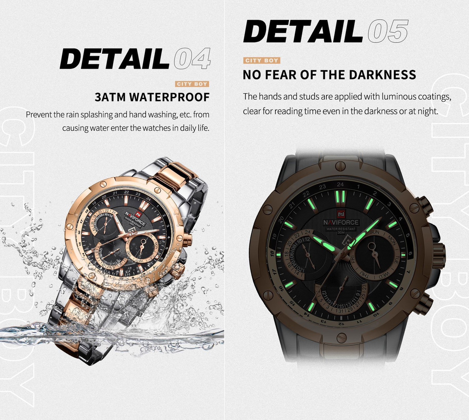 Image of NAVIFORCE 9196 Rosegold & silver steel strap with working chronograph new style for daily life Analog Watch - For Men