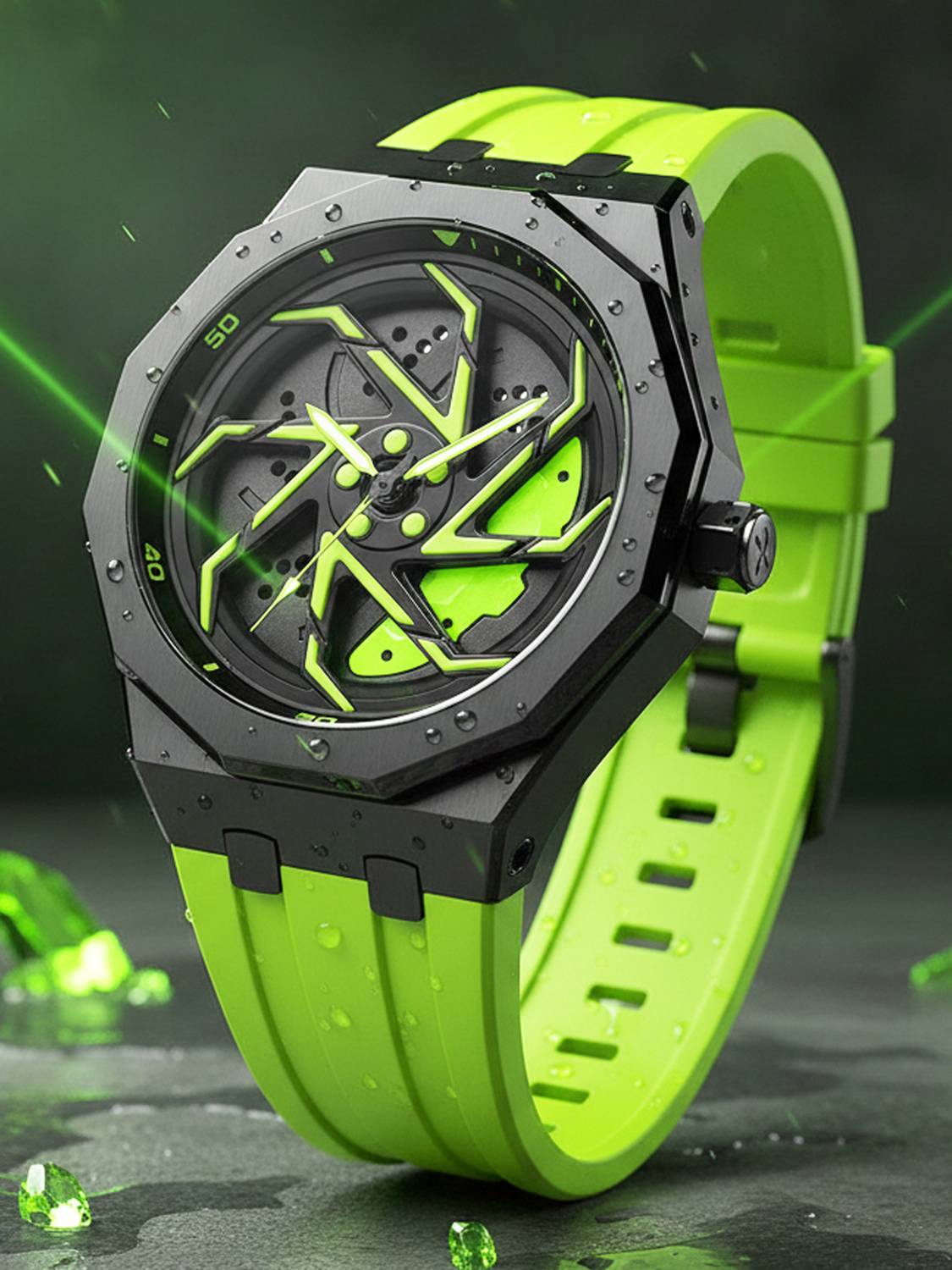 IIK Men's Car Wheel Watch with Spinning Rim - Image 1