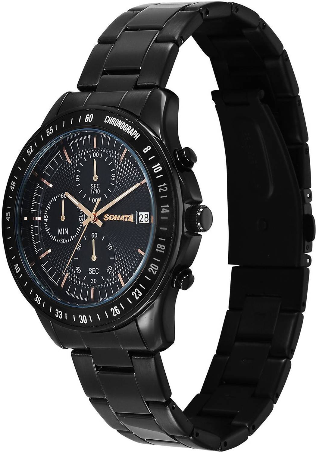 SONATA Chronos Sonata Chronos Quartz Black Round Dial Men's Watch