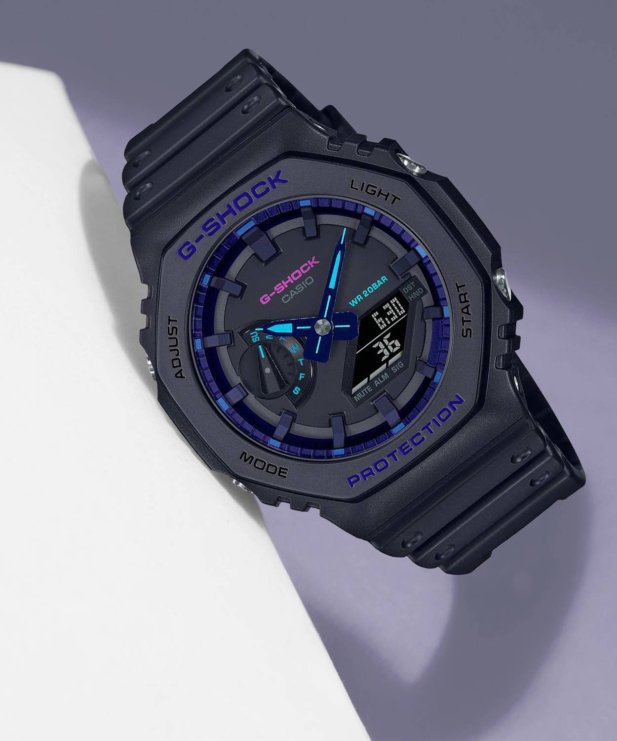 CASIO GA-2100VB-1ADR G-SHOCK Multi-Coloured Dial Black Resin Strap