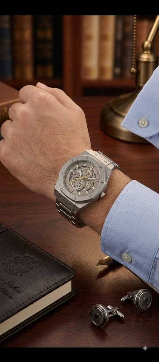 AZDAHA Men's Silver Stainless Steel Watch - Image 3