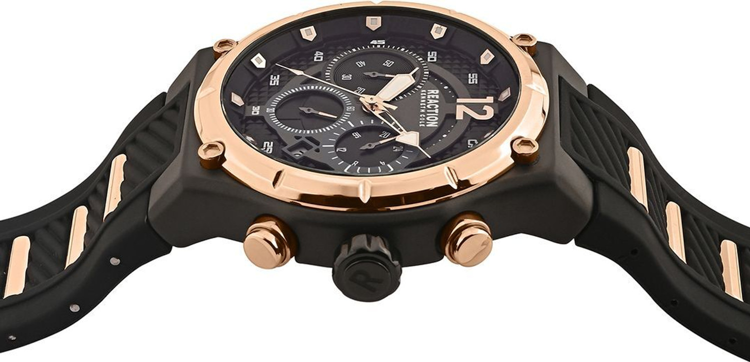 Image of Kenneth Cole Reaction Chronograph Black Dial Watch For Men's - KRWGO0071002 Analog Watch - For Men