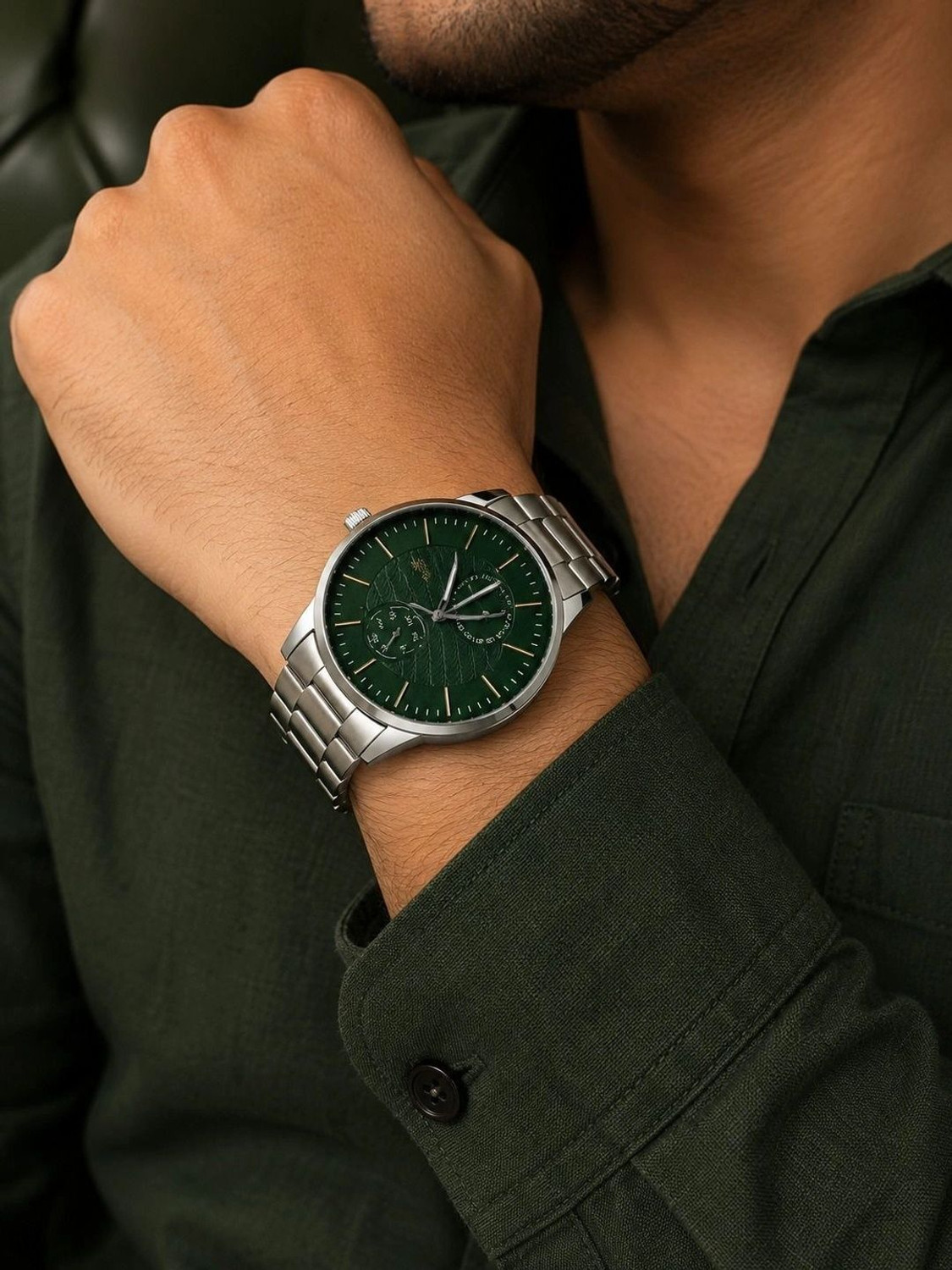 Image of WROGN WR 19902 Analog Watch - For Men WR19902-SSCASE-GREENDIAL-SSSTP