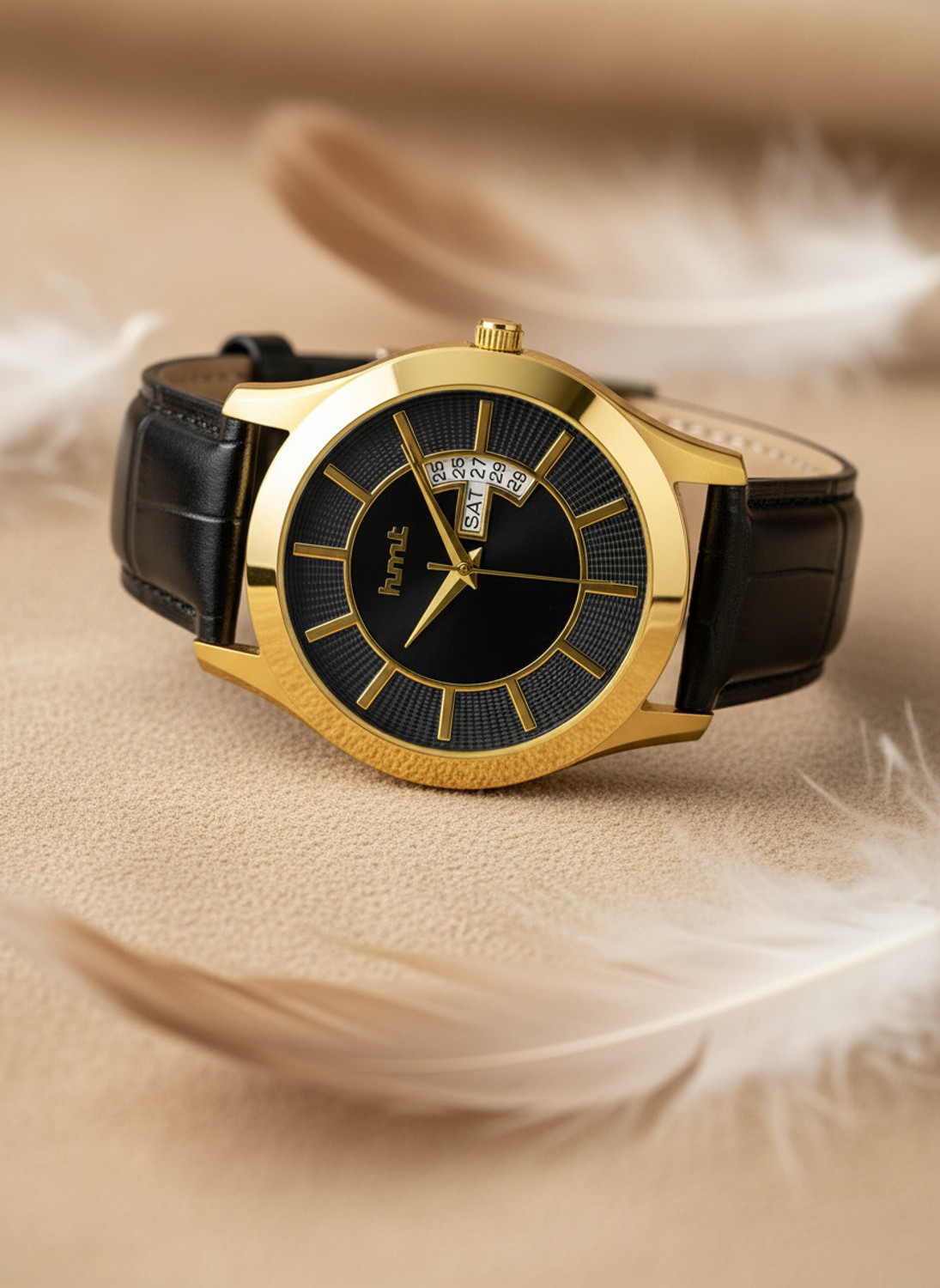 Image of HMT DLX Premium Series Day And Date Working with stylish Dial Fomarl Casual Analog Watch - For Men