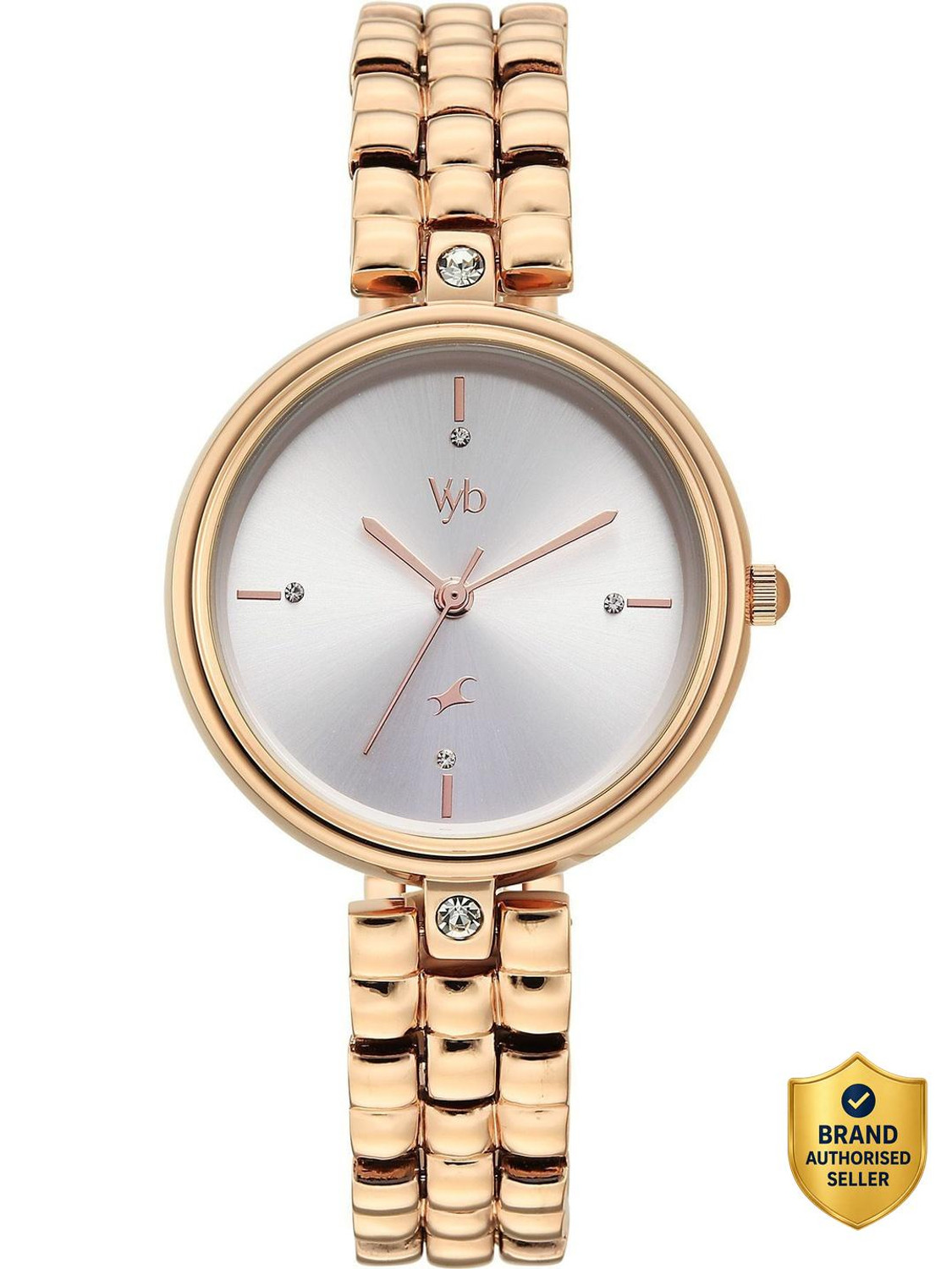 Image of Fastrack Vyb Iconique Fastrack Vyb Iconiqu� Quartz Silver Dial Rose gold Strap Analog Watch - For Women