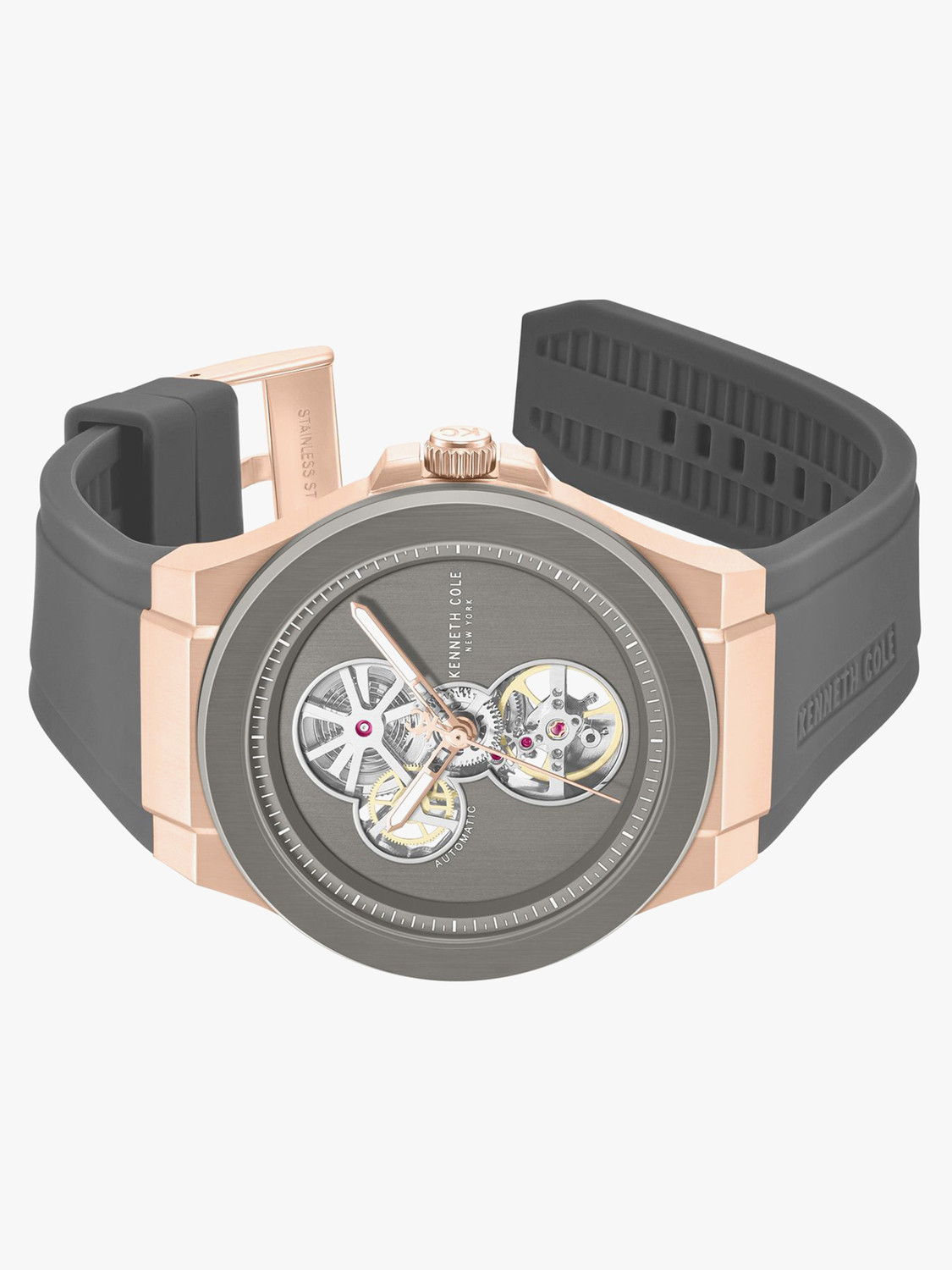 Image of Kenneth Cole Automatic Sport Quartz Black Dial Silver Stainless Steel Strap Analog Watch - For Men