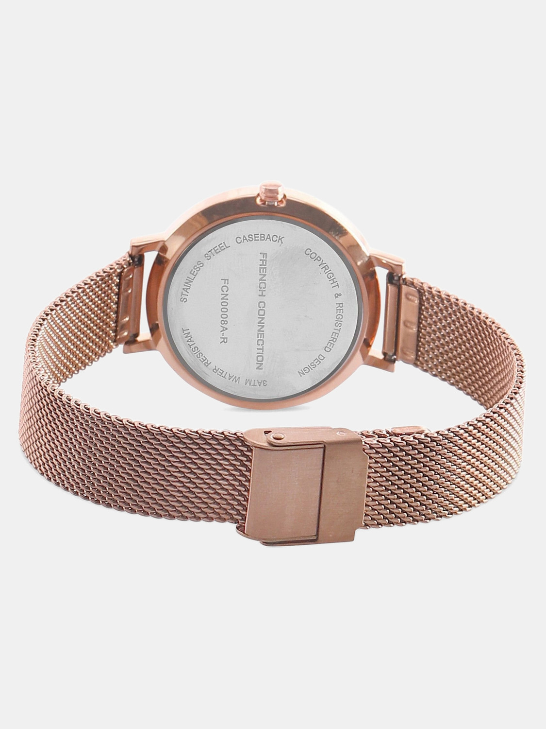 Image of French Connection Women's Analog Rose Gold Watch | Silver Sunray Round Dial Analog Watch - For Women