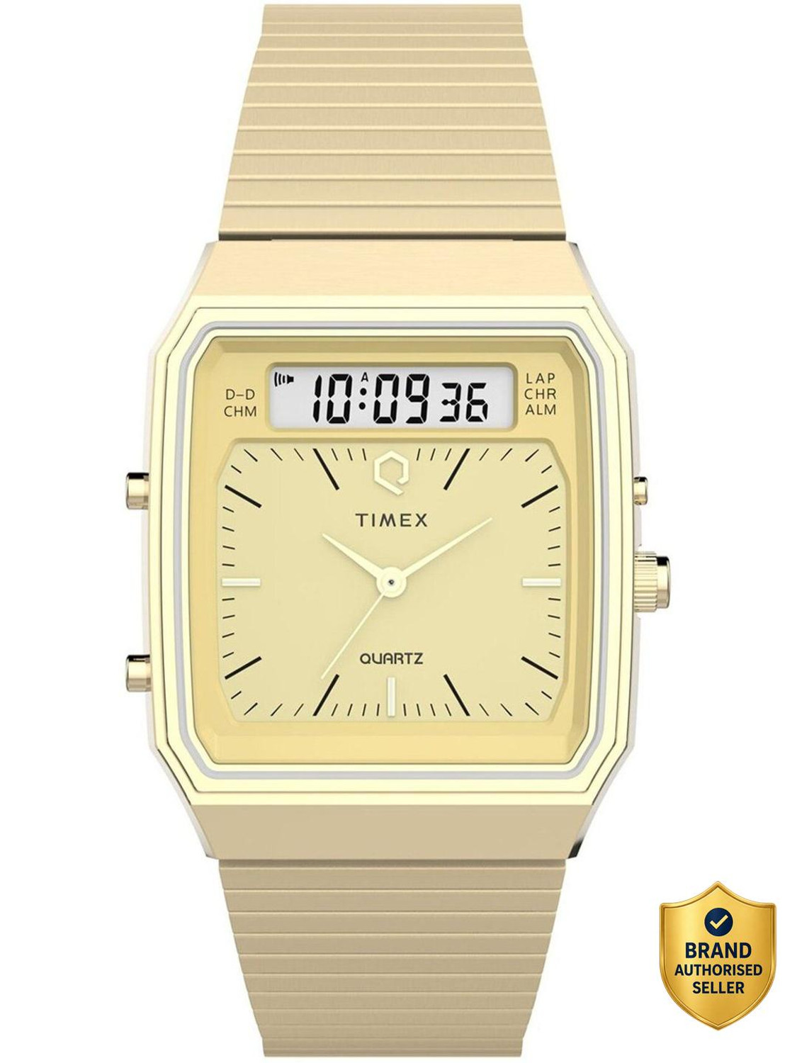 Image of TIMEX Reissue Rectangle 33mm Champagne Dial Analog-Digital Watch - For Men