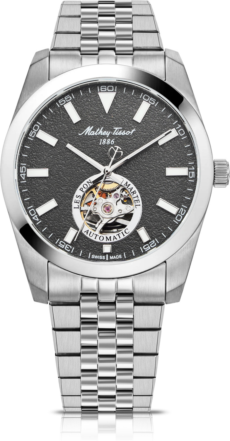 Image of Mathey-Tissot EF1450ATAS Swiss Made Mathy I Open Heart Automatic Grey Dial Analog Watch - For Men