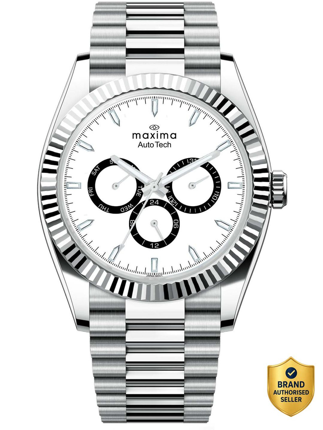 Image of MAXIMA 70791CMGI Auto Tech Collection White Dial Silver Strap Analog Watch - For Men