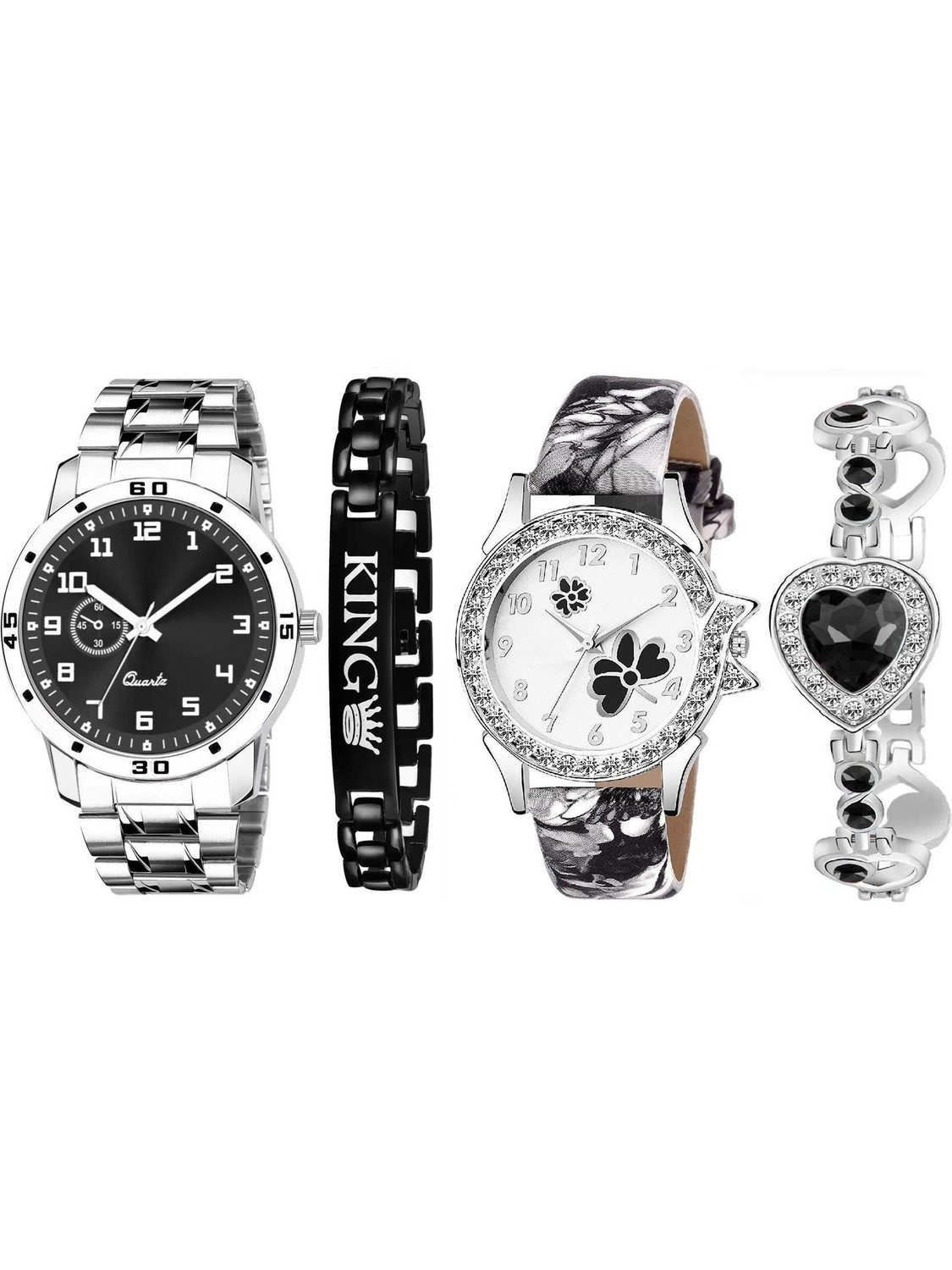 Image of Shivark Analog Watch - For Couple New couple Watch Black And White Dia with bracelet For Women & Men