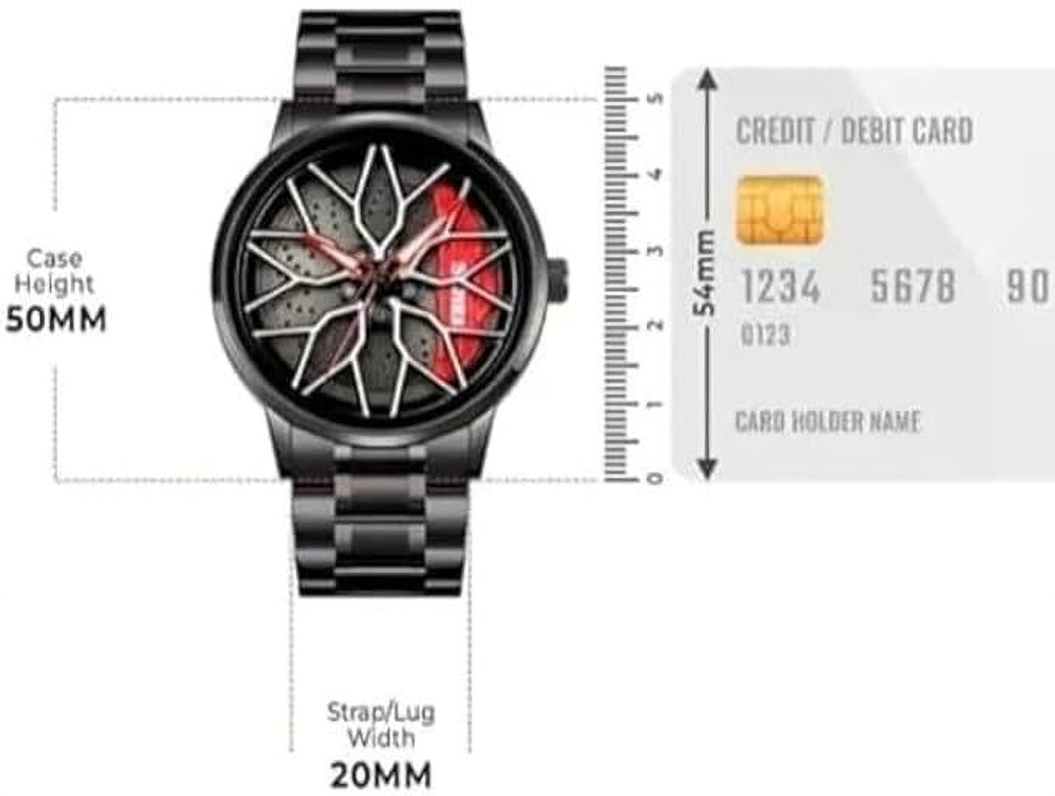 Image of Taabar Car Rim Design Watch, 360-Degree Rotating Wheel Dial Analog Watch - For Men