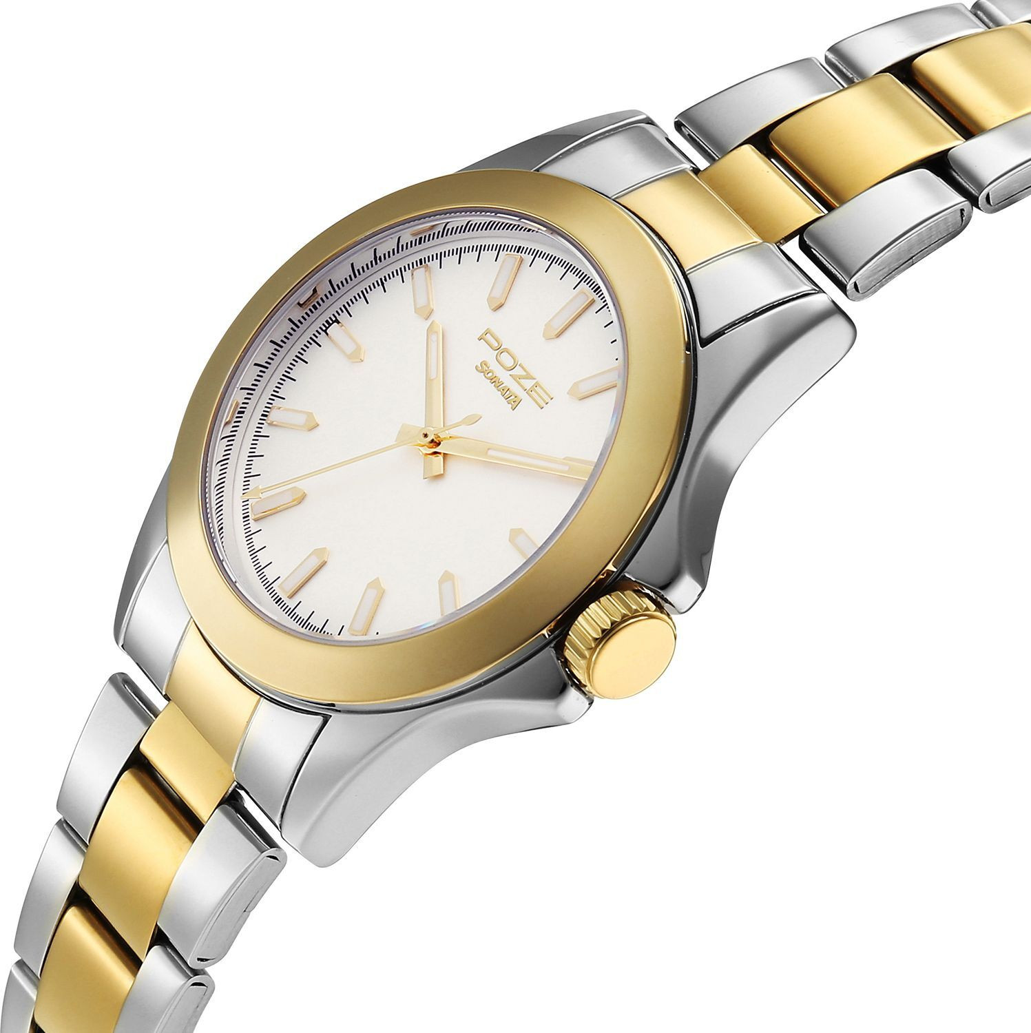 Image of SONATA POZE DROP 8 Sonata Poze 8 Quartz White Dial IPS+IPG Stainless Steel Strap Analog Watch - For Men