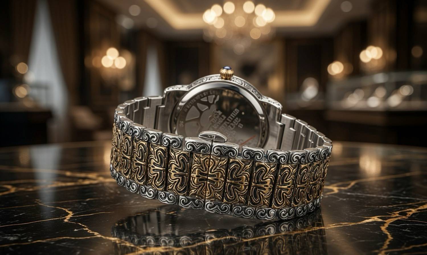 Forest Luxury Two Tone Golden Watch - Image 4