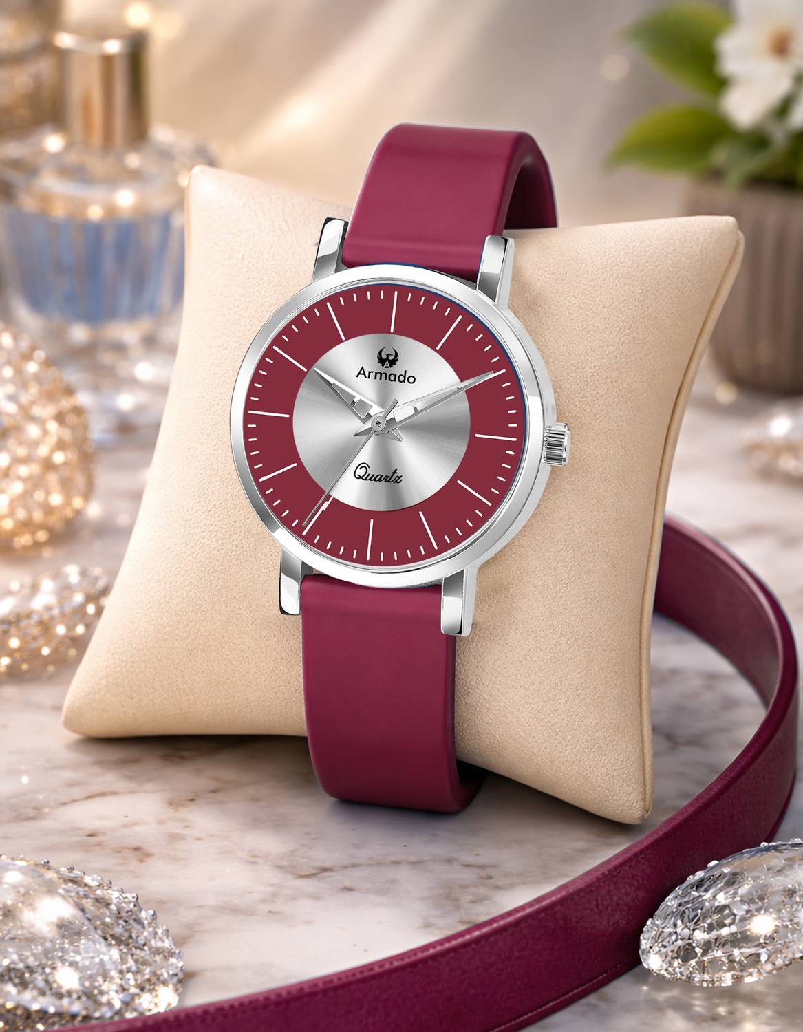 ARMADO ARM-2013819-FireBrick Wine Classy ,Slim,Fancy & Comfortable Silicon Watch collection For Girls Analog Watch - For Women