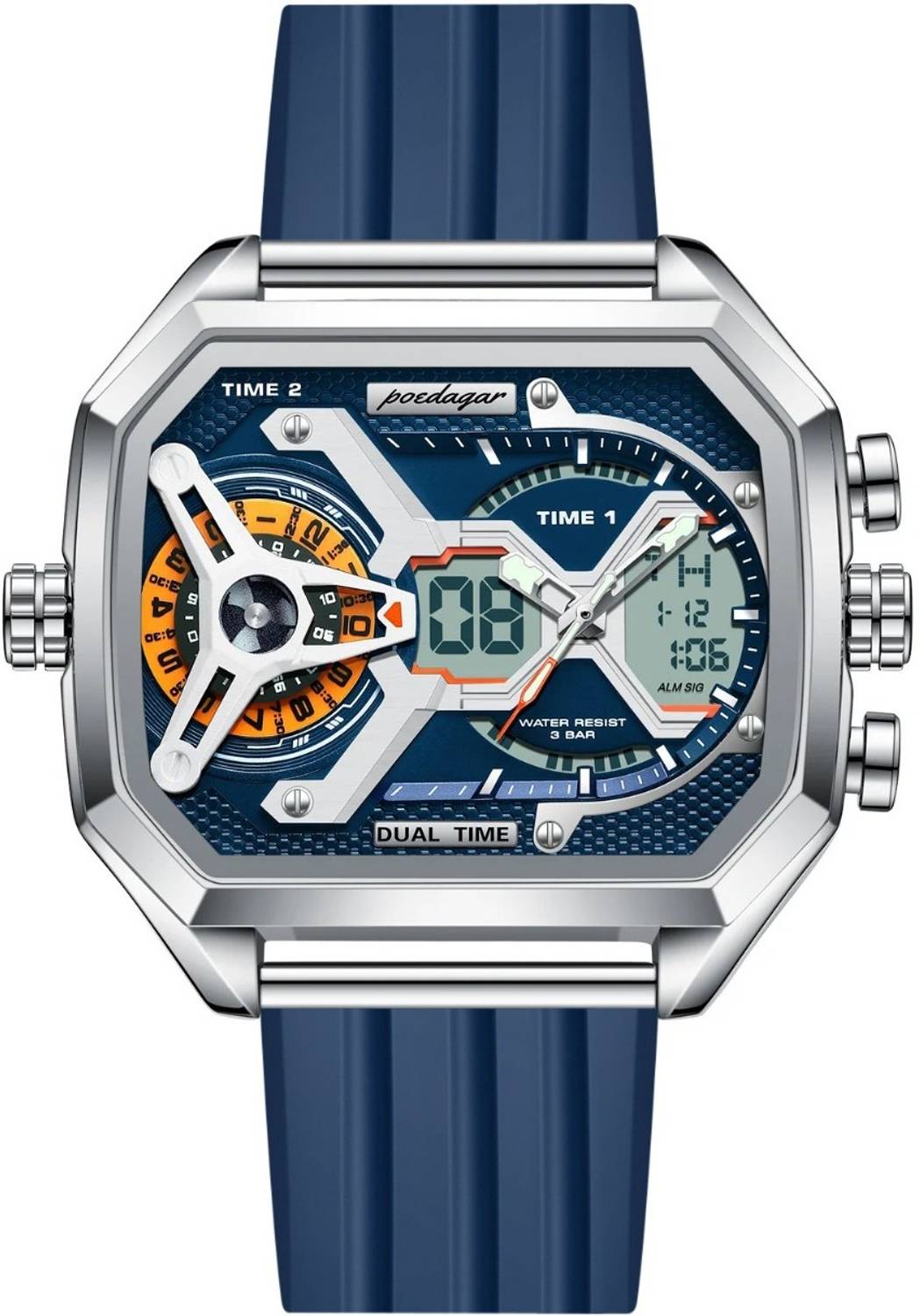 POEDAGAR Mens Dual Time Chronograph Watch - Image 3