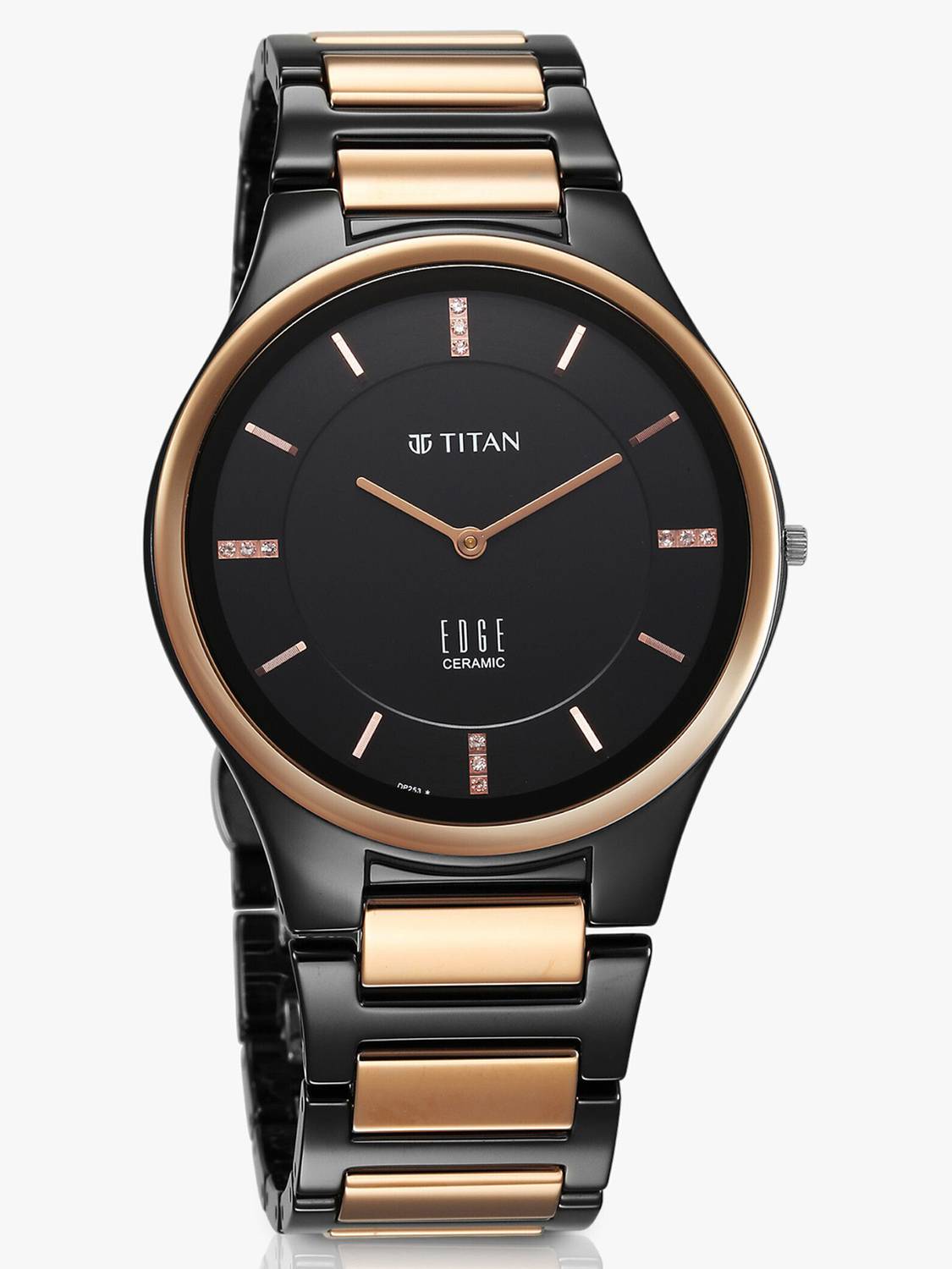 Titan Edge Black Dial Black & Brown Ceramic Strap Analog Watch - Image 5