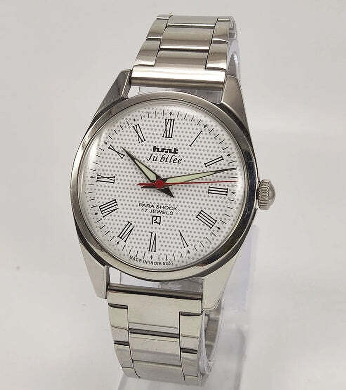 Image of TimeNest Classic | Dress | Formal | Luxury HMT Jubilee Para Shock 17 Jewels White Dial Analog Watch - For Men