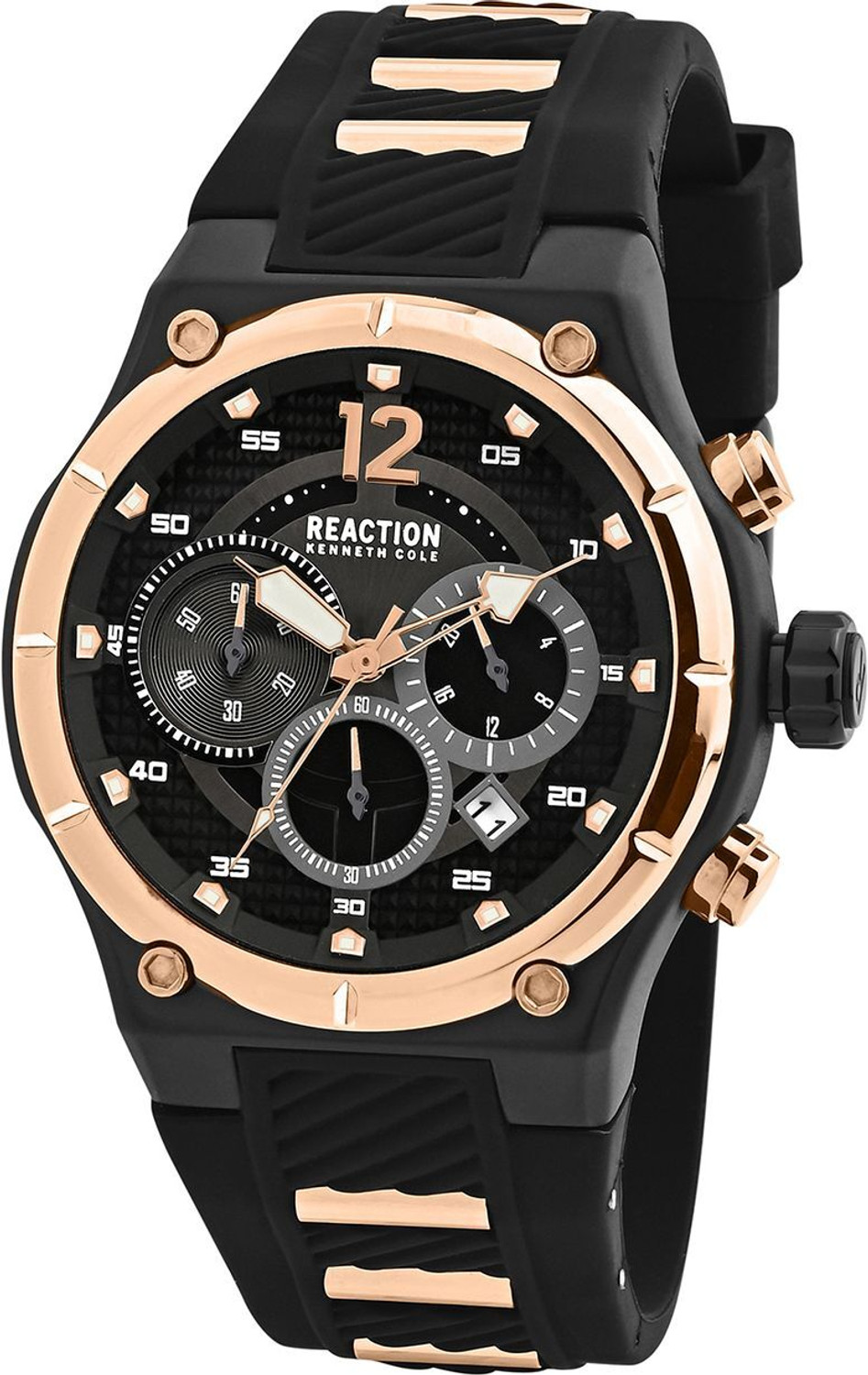 Image of Kenneth Cole Reaction Chronograph Black Dial Watch For Men's - KRWGO0071002 Analog Watch - For Men
