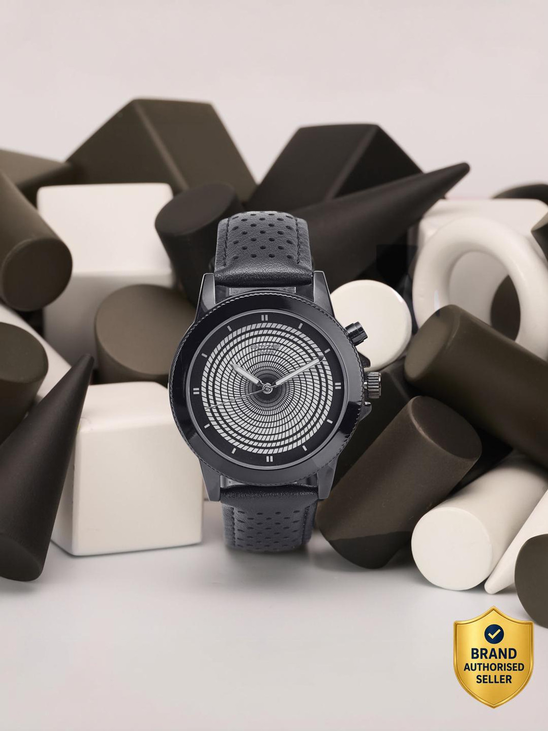 Image of SONATA Poze 8 Sonata Poze 8 EL Glow Watch Black Dial Black PU Leather Strap Analog Watch - For Men