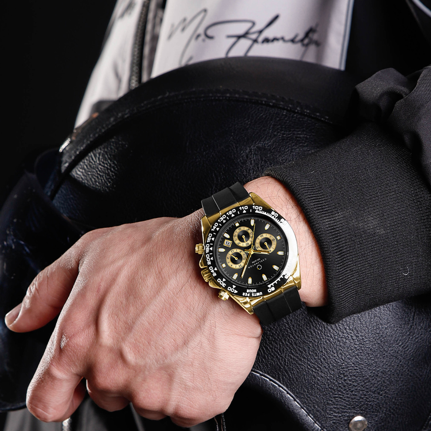 Image of Carlington CT 8054 Golden Black Carlington Nitro Series Premium Gents Wrist Watch Analog Watch - For Men