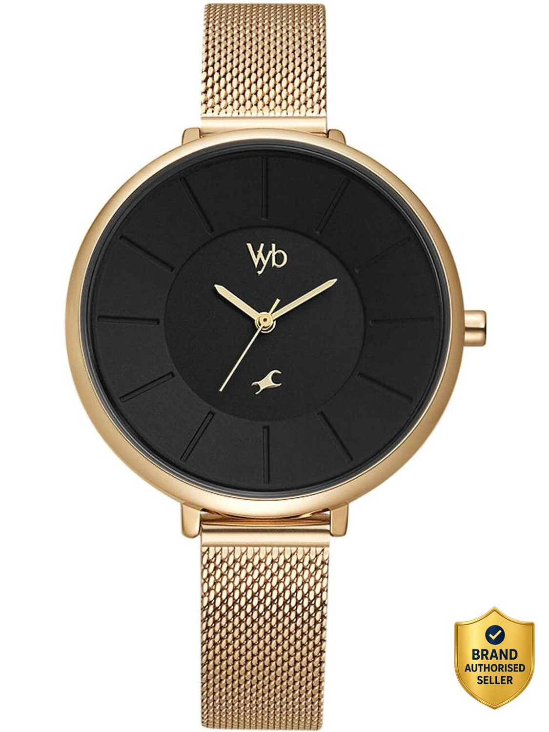 Image of Fastrack Vyb Halo Anthracite Dial Gold Stainless Steel Strap Watch for Girl Analog Watch - For Women