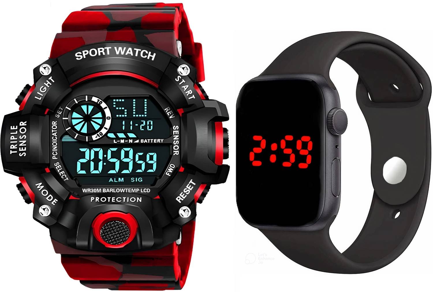 hala VKRDG810 Multi-Function Stylish Sports Militaries New Arrival Silicon Strap Digital Pack of 2 Combo Men And Boys Hot And Cool Best Quality…