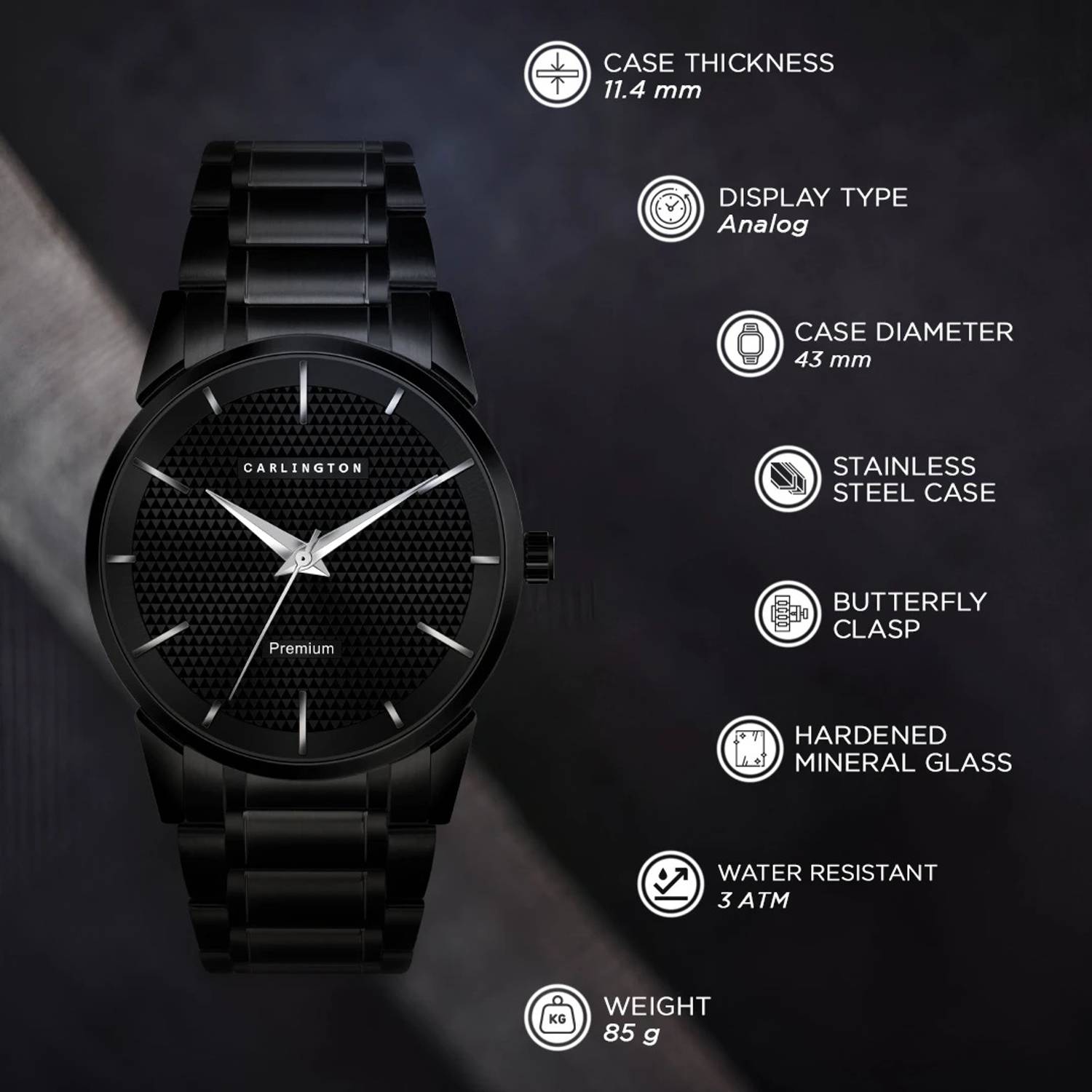 Carlington Premium Stainless Steel Watch - Men - Image 4