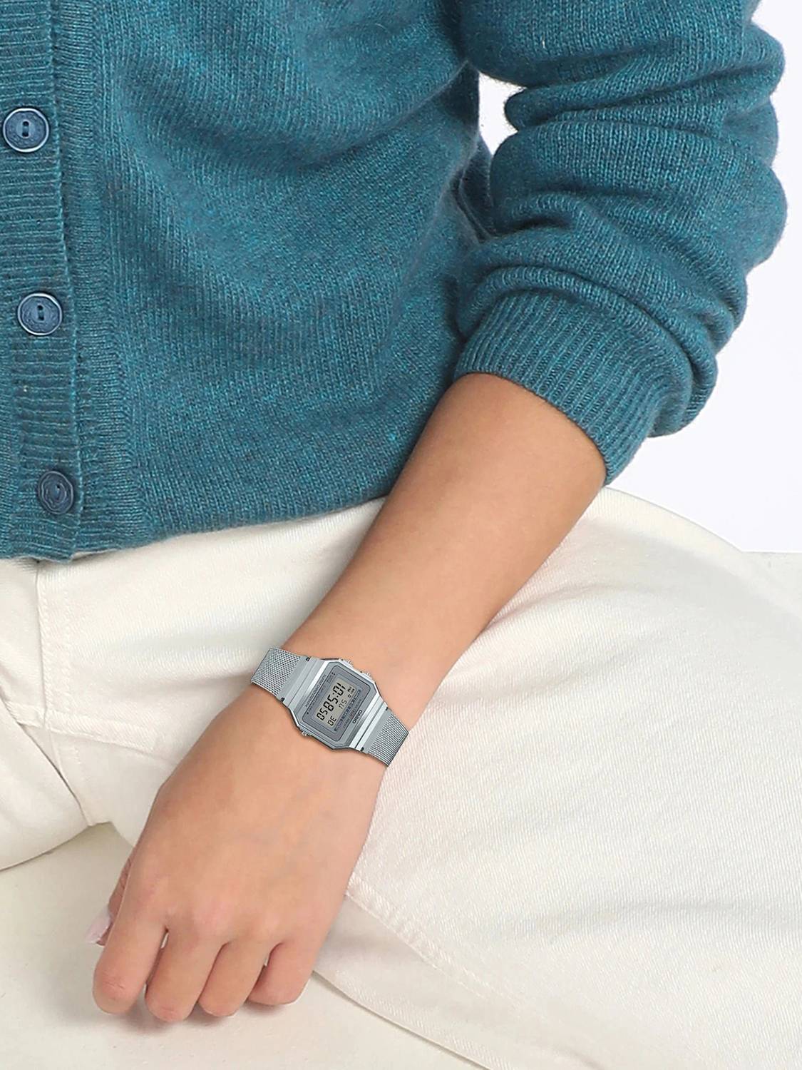 CASIO A700WM-7ADF Silver Mesh Band Digital Watch - Image 4