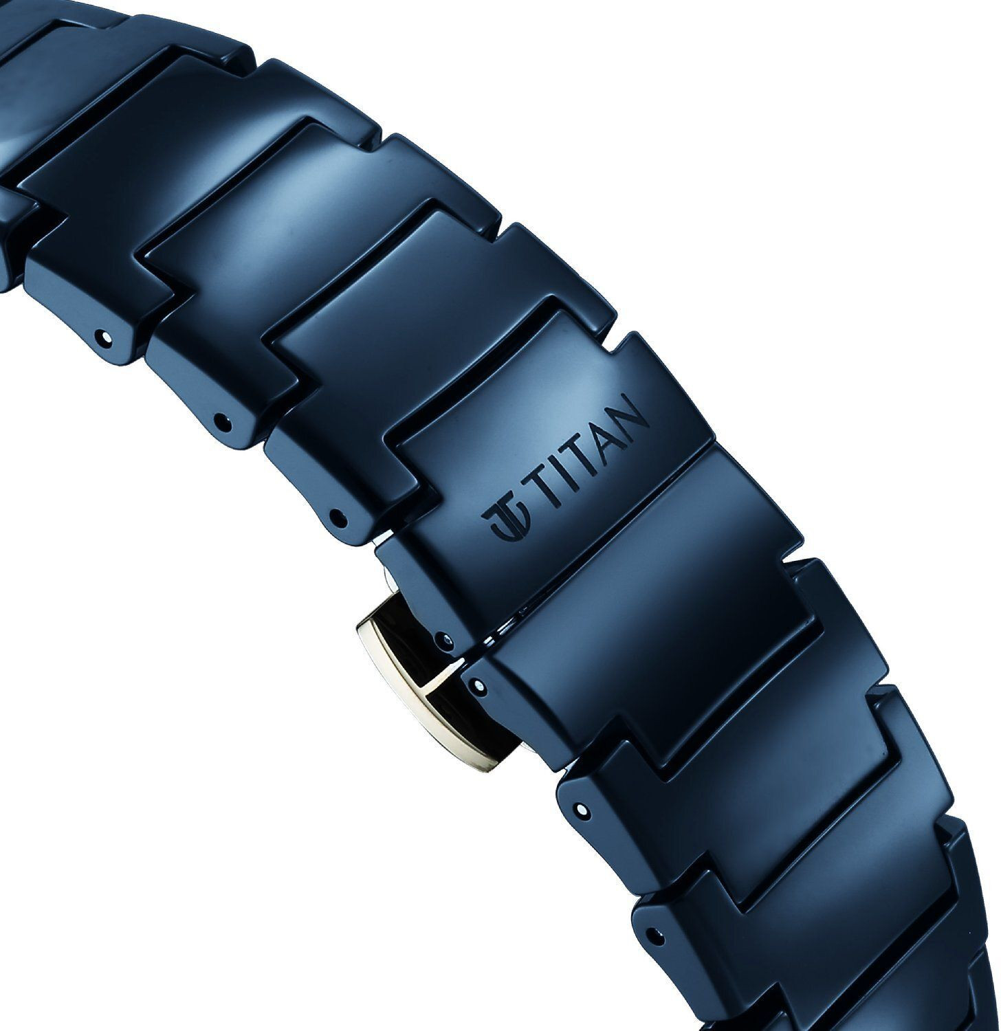 Image of Titan Edge Fumage Edge Fumage Blue Dial Blue Ceramic Strap Analog Watch - For Men