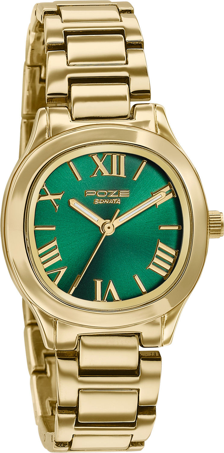 Image of SONATA Poze 8 Sonata Poze 8 Quartz Green Dial IPG Alloy Strap Analog Watch - For Women