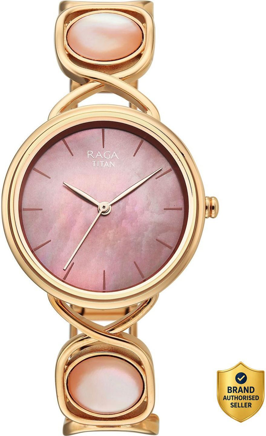 Image of Titan Titan Raga Power Pearls 2.0 Quartz MOPearl Dial Rose Gold Brass Strap Analog Watch - For Women
