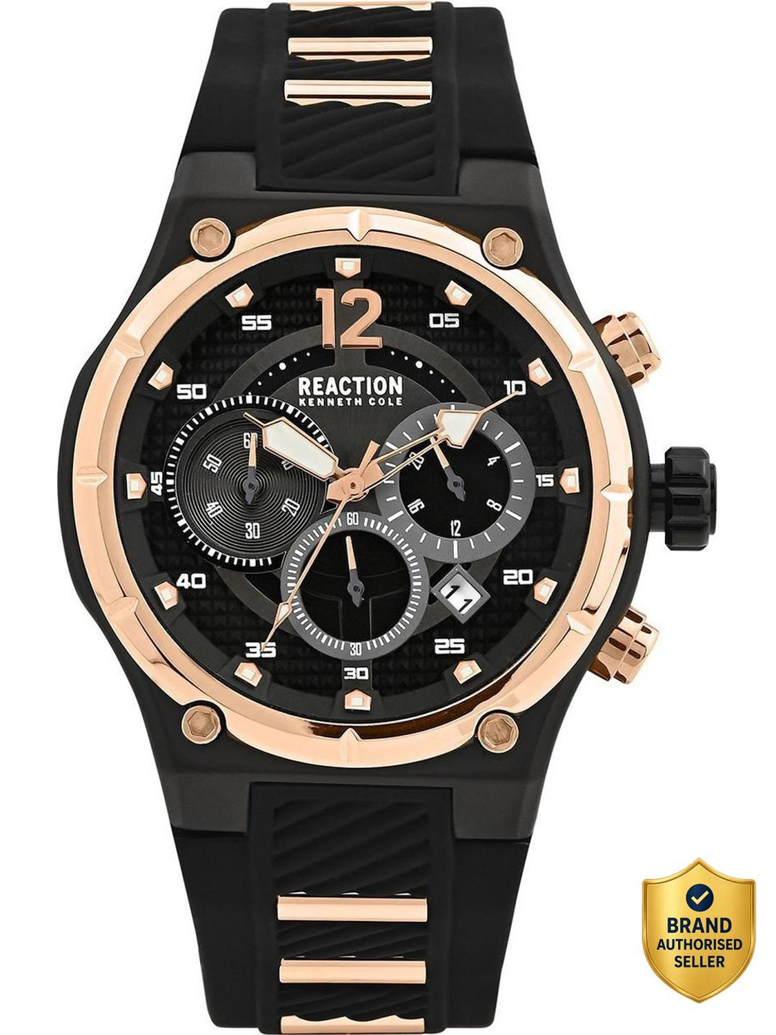 Image of Kenneth Cole Reaction Chronograph Black Dial Watch For Men's - KRWGO0071002 Analog Watch - For Men