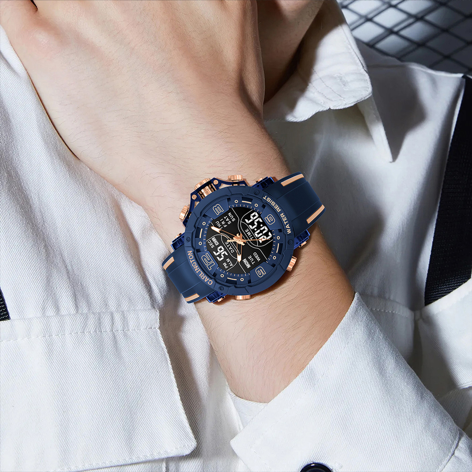 Image of Carlington CT 8140 Blue Velocity Series Analog-Digital Watch - For Men