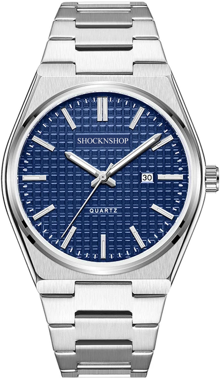 Image of Shocknshop Classic Stainless Steel Blue Wrist Watches Date Chronograph Analog Watch - For Men