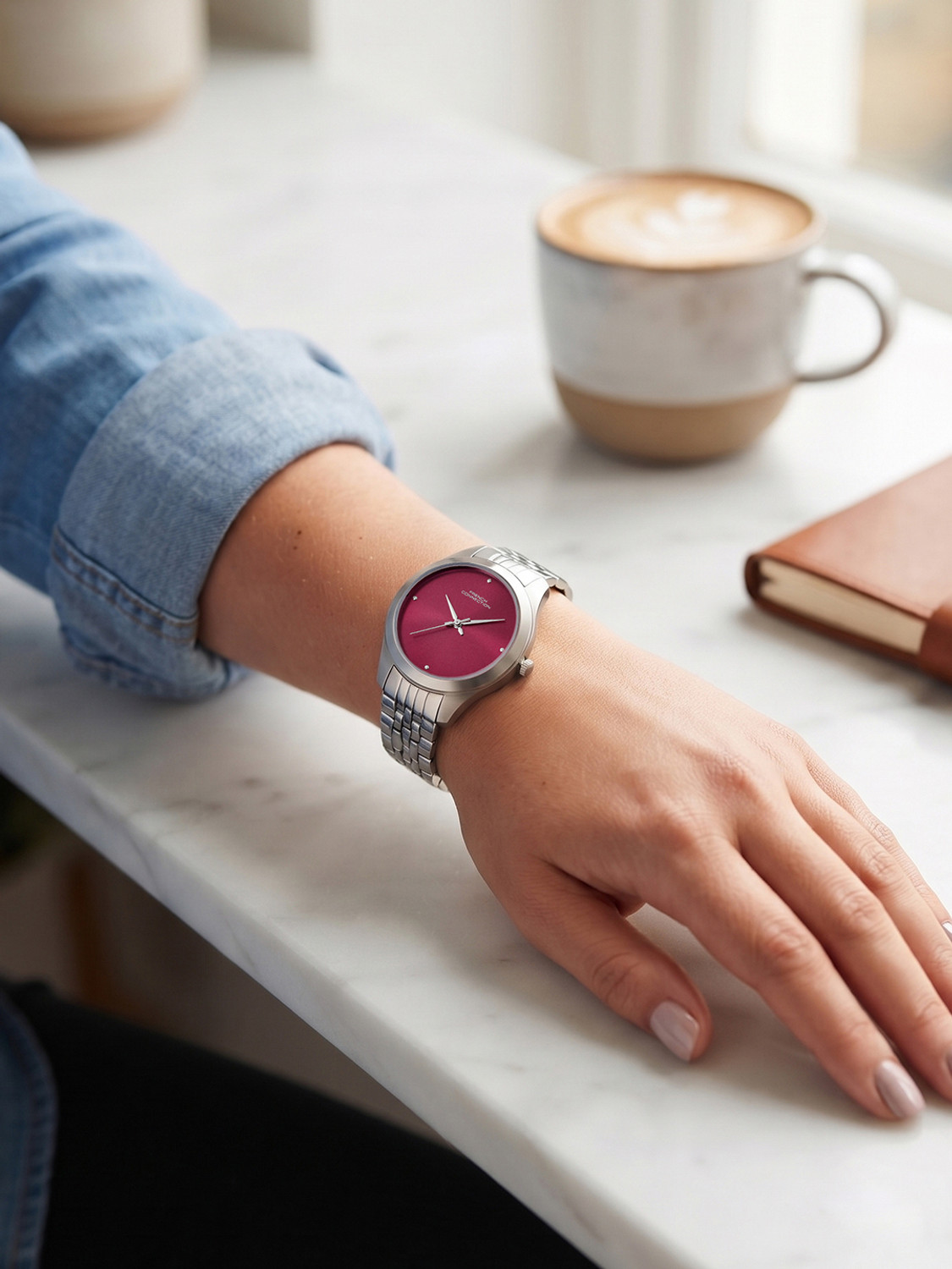 Image of French Connection FCND40PRSM Purple Sunray Round Dial Quartz Analog Watch - For Women