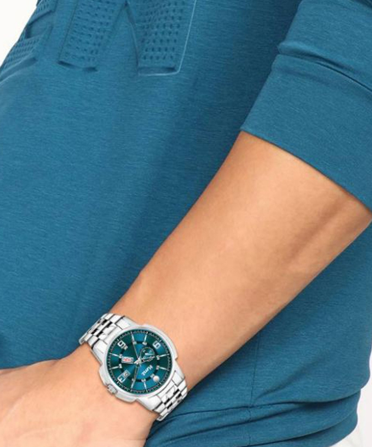 Image of HMT DLX HMDLX-BG3-2022-03 Trending HMTS Green Mens Watch-Watches & Branded Quartz and Wrist Ghadi For Men Analog Watch - For Men