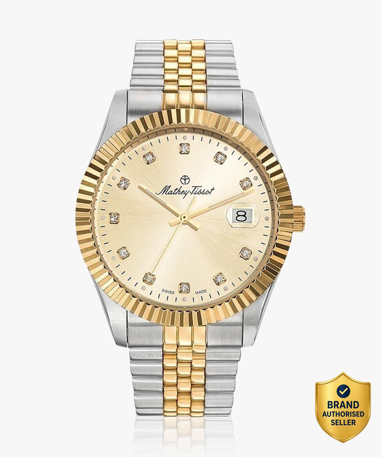 Image of Mathey-Tissot H710BDI Swiss Made Mathy II Quartz Ronda 515 H3 Movement Gold Dial Analog Watch - For Men