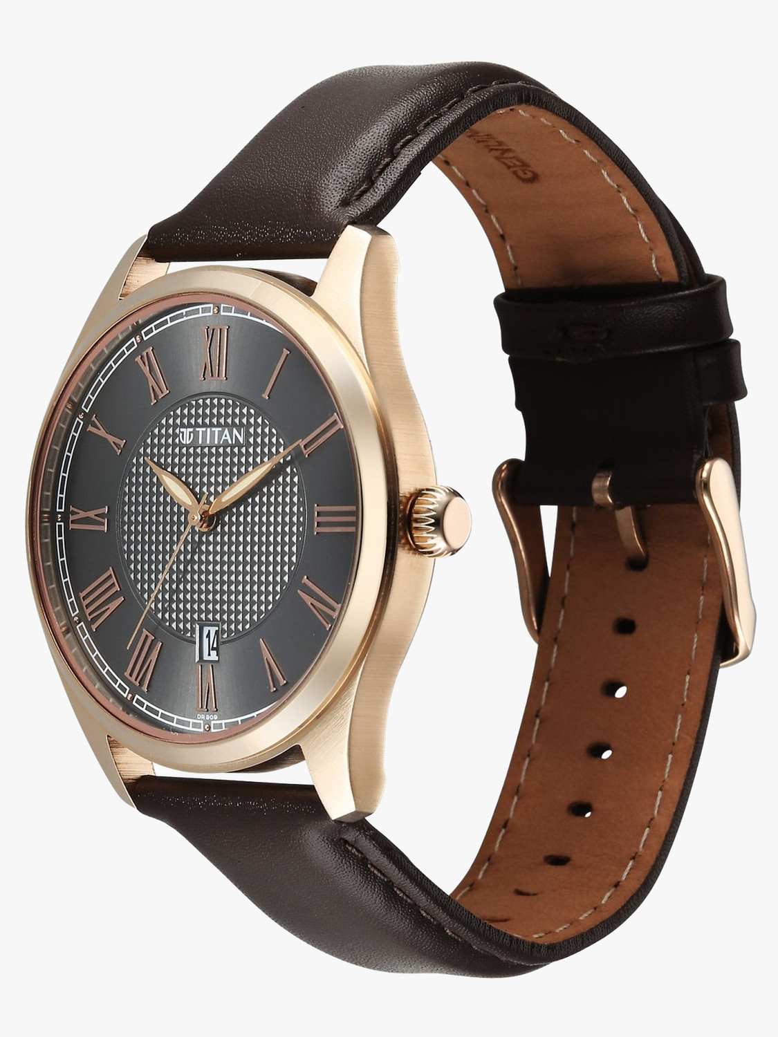Image of Titan Neo Roman Titan Neo Roman Quartz with Anthracite Dial Brown Leather Strap Analog Watch - For Men