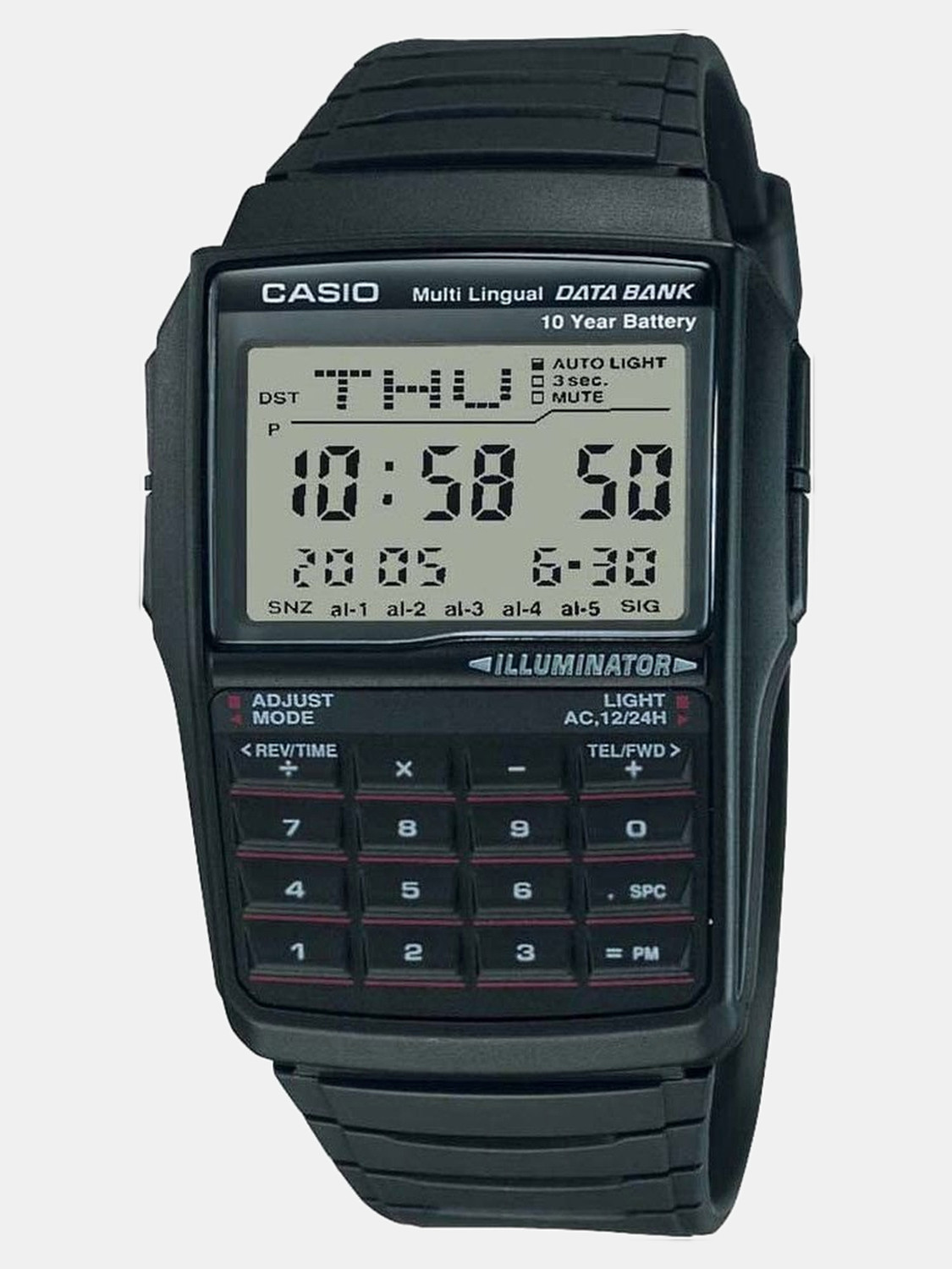 Image of CASIO DBC-32-1ADF Vintage Black Dial Black Resin Strap Digital Watch - For Men & Women