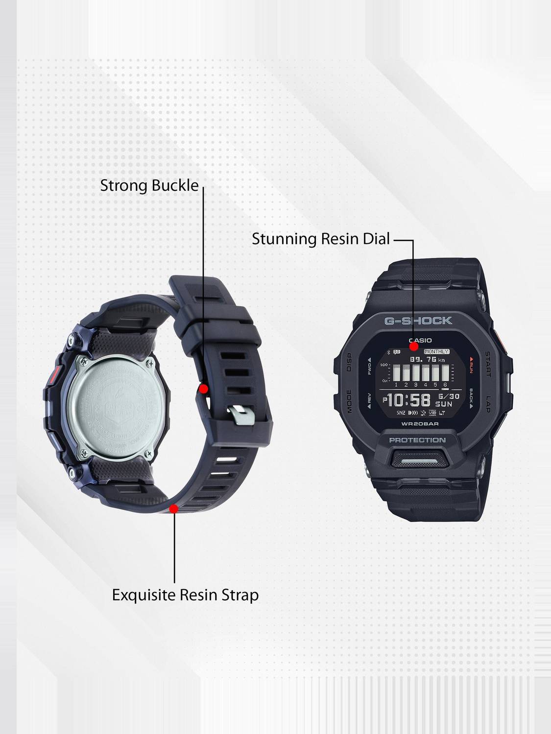 CASIO GBD-200-1DR G-Shock Black Digital Watch - Image 3