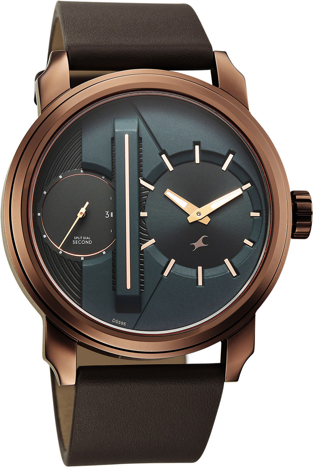 Image of Fastrack Fastrack Pulse IV Quartz Dark Green Dial Brown Leather Strap Analog Watch - For Men