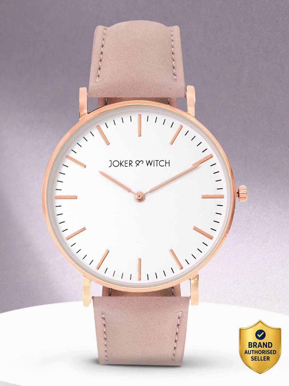 Joker & Witch Hope Women's White Dial Pink PU Leather Analogue Watch