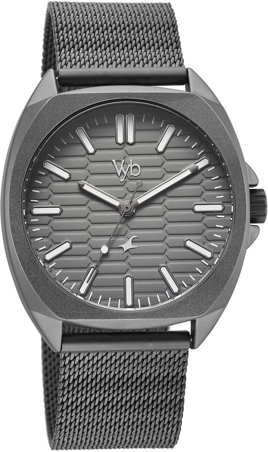 Image of Fastrack Vyb Aviator Fastrack Vyb Aviator Quartz Grey Dial Grey Stainless Steel Strap Analog Watch - For Men