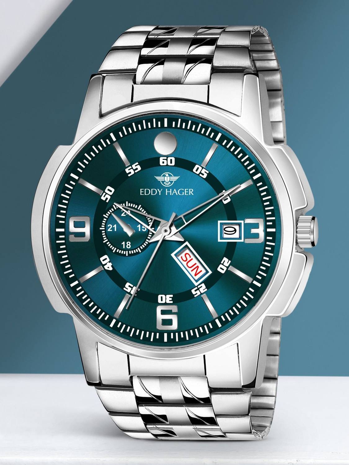 EDDY HAGER EH-226-OLIVE Olive Day and Date Analog Watch