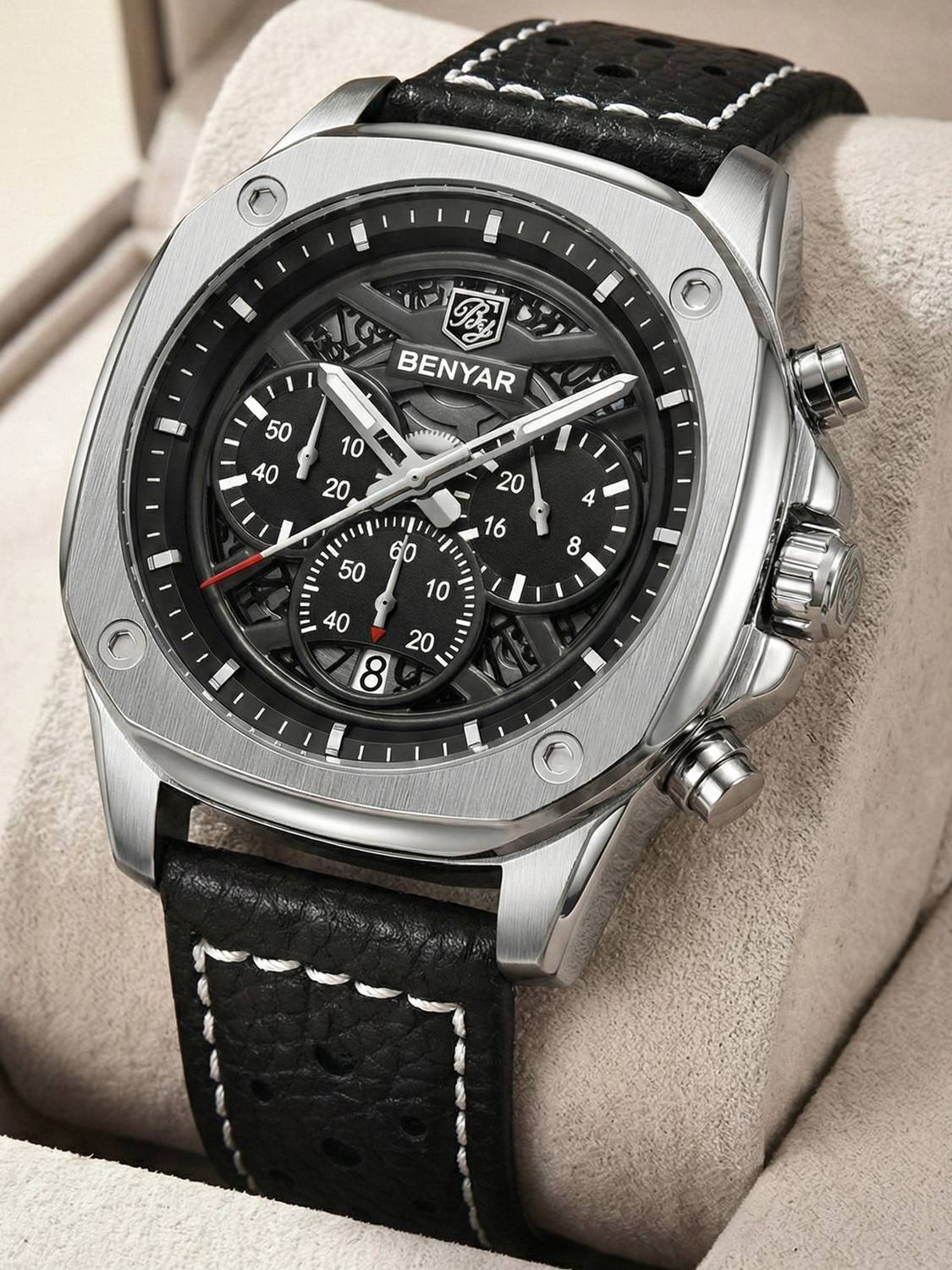 BENYAR Watches For Men Luxury Chronograph Date Window High-Performance Luminous Analog Watch - For Men Quartz Movement Waterproof -Business & Casual Stylish Wristwatch Gift for Men