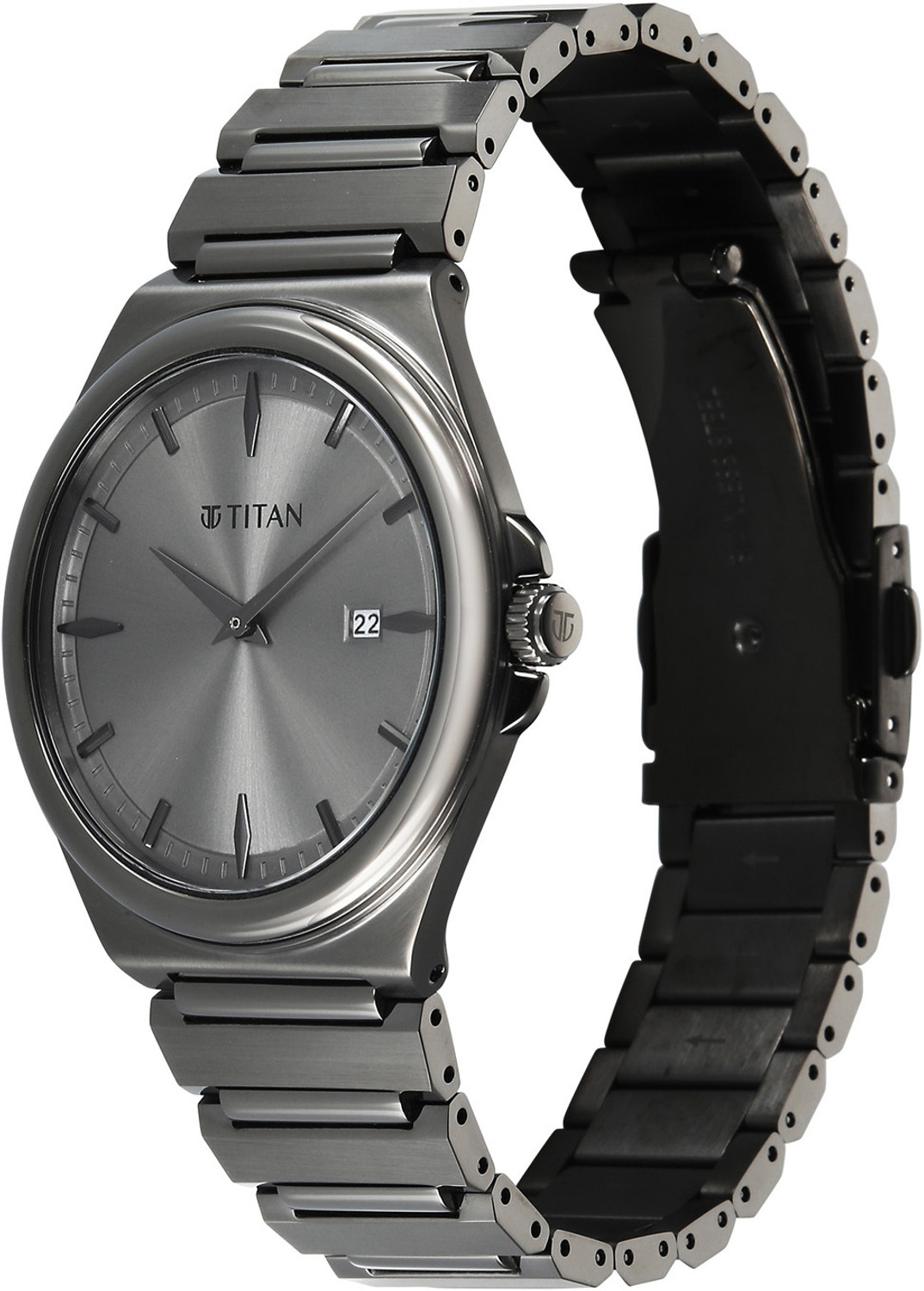 Image of Titan Titan Classique sleekfit Classique sleekfit 2 Hands + Date@3H Gun Dial IPGun Color Strap Analog Watch - For Men