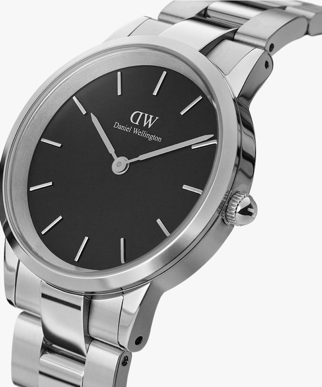 Image of DANIEL WELLINGTON Iconic Link 28mm Silver Black Dial Iconic Link Black color Round - 28 mm diameter Analog Watch - For Women