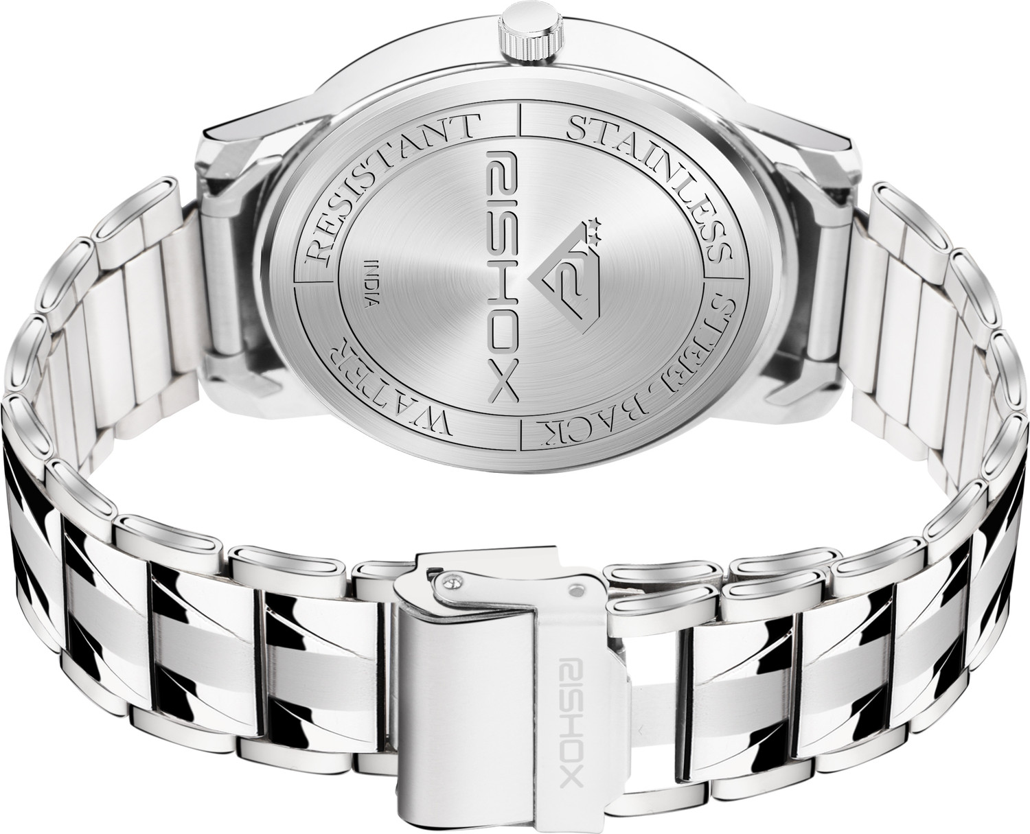 Image of Rishox Men White Day & Date Stainless Steel Classy look premium quality wrist Analog Watch - For Men RX-10010