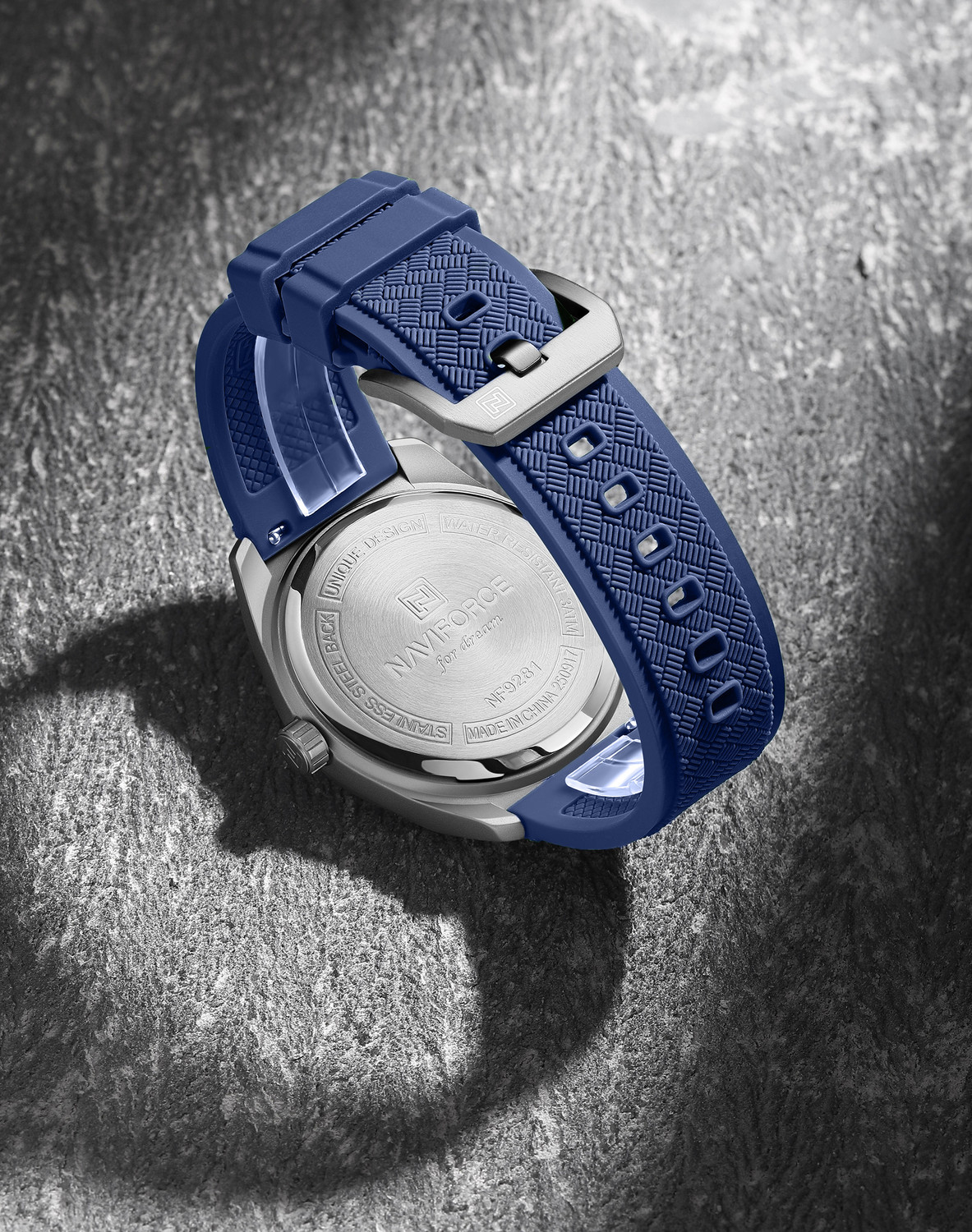 Image of NAVIFORCE NF9281T Silver Case With Blue Silicon strap Analog Watch - For Men